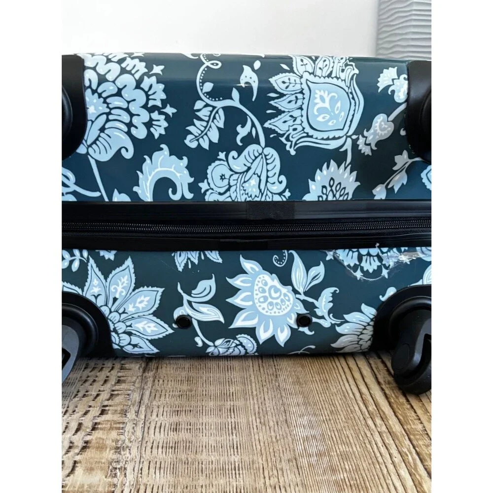 Dalia Collection Navy and White Floral Rolling Shoulder Bag 22”travel bag